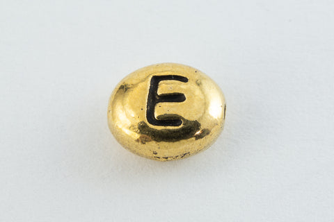 6mm x 5mm Antique Gold Tierracast Pewter Letter "E" Bead #CKE238-General Bead