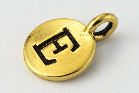 17mm Antique Gold Tierracast Pewter Letter "E" Charm #CKE251-General Bead