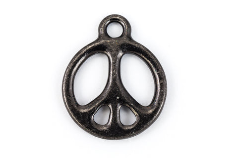 15.5mm Black Tierracast Peace Charm (25 Pcs) #CKE280-General Bead