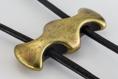 19mm Antique Brass Tierracast Two Hole Hourglass Spacer Bar (10 Pcs) #CKE413-General Bead