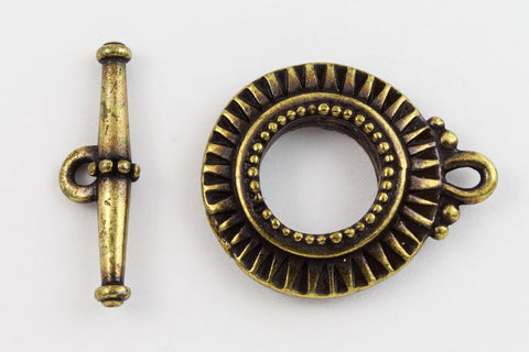 17.5mm Antique Brass Tierracast Pewter Sunburst Toggle Clasp #CK074-General Bead
