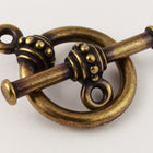 17mm Antique Brass Tierracast Pewter Beaded Toggle Clasp #CK531-General Bead