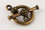 17mm Antique Brass Tierracast Pewter Beaded Toggle Clasp #CK531-General Bead