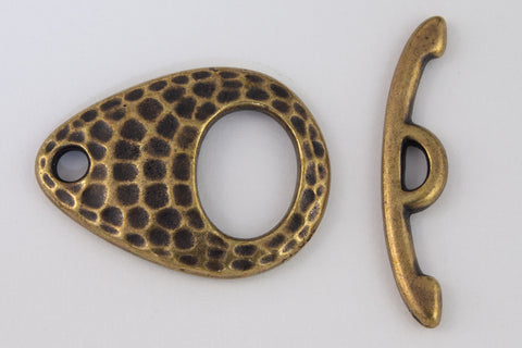 22mm Antique Brass Tierracast Pewter Hammered Ellipse Toggle Clasp (10 Sets) #CK543-General Bead