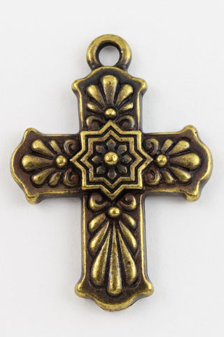 30mm Antique Brass Tierracast Talavera Cross Drop #CK595-General Bead