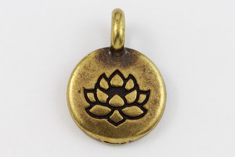 17mm Antique Brass Tierracast Lotus Charm #CK620-General Bead