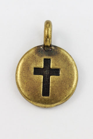 17mm Antique Brass Tierracast Cross Charm #CK623-General Bead