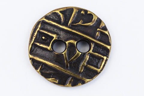 18mm Antique Brass TierraCast Round Coin Button (20 Pcs) #CK629-General Bead