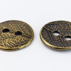 17mm Antique Brass TierraCast Round Leaf Button (20 Pcs) #CK630-General Bead