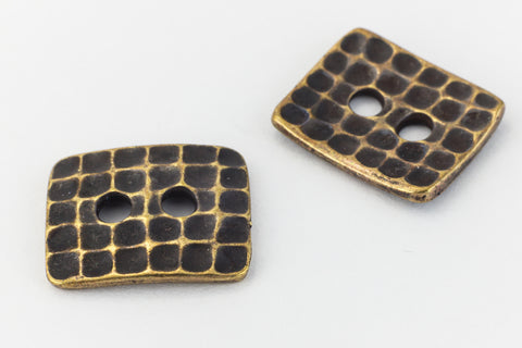 15mm Antique Brass TierraCast Hammered Rectangle Button (20 Pcs) #CK632-General Bead