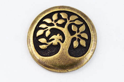 17mm Antique Brass TierraCast Bird in a Tree Button (15 Pcs) #CK642-General Bead