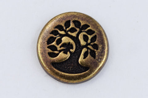 12mm Antique Brass TierraCast Bird in a Tree Button (20 Pcs) #CK647-General Bead
