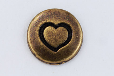 12mm Antique Brass TierraCast Heart Button (20 Pcs) #CK648-General Bead