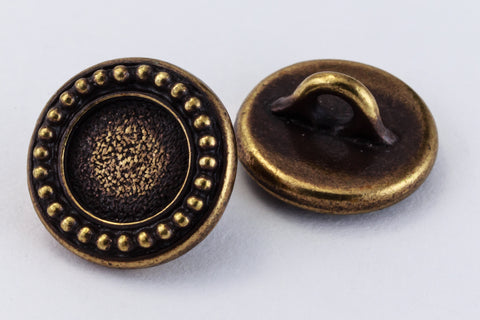12mm Antique Brass TierraCast Beaded Bezel Button (20 Pcs) #CK649-General Bead