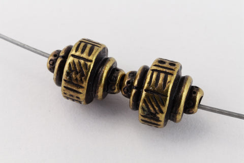 9mm Antique Brass TierraCast Pewter Ethnic Barrel Bead (20 Pcs) #CK699-General Bead