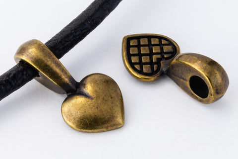 20mm Antique Brass Heart Glue Pad Bail #CK746-General Bead