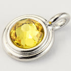 34ss Swarovski Light Topaz/Rhodium TierraCast Stepped Bezel Charm (10 Pcs) #CK794-General Bead