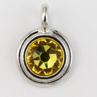34ss Swarovski Light Topaz/Rhodium TierraCast Stepped Bezel Charm (10 Pcs) #CK794-General Bead