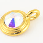 34ss Swarovski Crystal AB/Bright Gold TierraCast Stepped Bezel Charm (10 Pcs) #CK795-General Bead