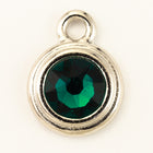 34ss Swarovski Emerald/Rhodium TierraCast Stepped Bezel Drop (10 Pcs) #CK796-General Bead