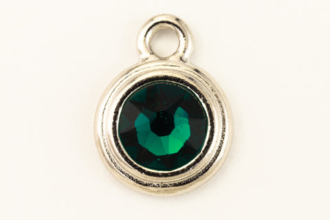 34ss Swarovski Emerald/Rhodium TierraCast Stepped Bezel Drop (10 Pcs) #CK796-General Bead