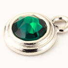 34ss Swarovski Emerald/Rhodium TierraCast Stepped Bezel Drop (10 Pcs) #CK796-General Bead