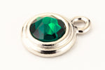 34ss Swarovski Emerald/Rhodium TierraCast Stepped Bezel Drop (10 Pcs) #CK796-General Bead