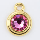 34ss Swarovski Rose/Bright Gold TierraCast Stepped Bezel Drop (10 Pcs) #CK797-General Bead
