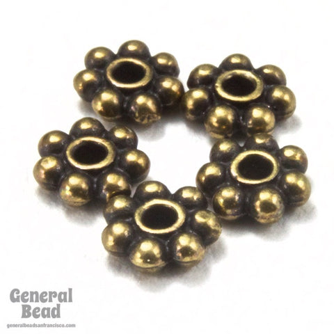 4mm Antique Brass Tierracast Pewter Beaded Daisy Spacer #CKF084-General Bead