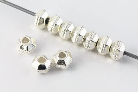 3mm Bright Silver Tierracast Faceted Hexagon Spacer #CKF156-General Bead