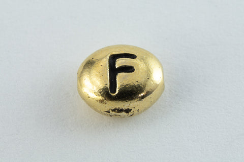 6mm x 5mm Antique Gold Tierracast Pewter Letter "F" Bead #CKF238-General Bead