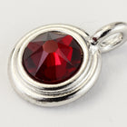 34ss Swarovski Siam/Rhodium TierraCast Stepped Bezel Charm (10 Pcs) #CK794-General Bead