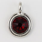 34ss Swarovski Siam/Rhodium TierraCast Stepped Bezel Charm (10 Pcs) #CK794-General Bead