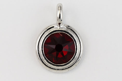 34ss Swarovski Siam/Rhodium TierraCast Stepped Bezel Charm (10 Pcs) #CK794-General Bead