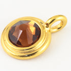 34ss Swarovski Smoked Topaz/Bright Gold TierraCast Stepped Bezel Charm (10 Pcs) #CK795-General Bead