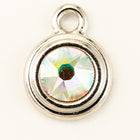34ss Swarovski Crystal AB/Rhodium TierraCast Stepped Bezel Drop (10 Pcs) #CK796-General Bead