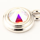 34ss Swarovski Crystal AB/Rhodium TierraCast Stepped Bezel Drop (10 Pcs) #CK796-General Bead
