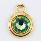 34ss Swarovski Peridot/Bright Gold TierraCast Stepped Bezel Drop (10 Pcs) #CK797-General Bead