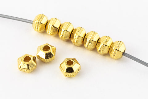 3mm Bright Gold Tierracast Faceted Hexagon Spacer #CKG156-General Bead