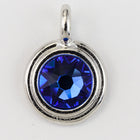34ss Swarovski Sapphire/Rhodium TierraCast Stepped Bezel Charm (10 Pcs) #CK794-General Bead