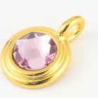 34ss Swarovski Light Amethyst/Bright Gold TierraCast Stepped Bezel Charm (10 Pcs) #CK795-General Bead