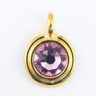 34ss Swarovski Light Amethyst/Bright Gold TierraCast Stepped Bezel Charm (10 Pcs) #CK795-General Bead
