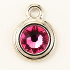 34ss Swarovski Rose/Rhodium TierraCast Stepped Bezel Drop (10 Pcs) #CK796-General Bead