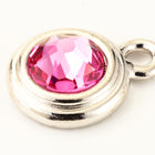 34ss Swarovski Rose/Rhodium TierraCast Stepped Bezel Drop (10 Pcs) #CK796-General Bead