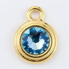 34ss Swarovski Aqua/Bright Gold TierraCast Stepped Bezel Drop (10 Pcs) #CK797-General Bead