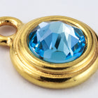 34ss Swarovski Aqua/Bright Gold TierraCast Stepped Bezel Drop (10 Pcs) #CK797-General Bead