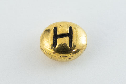 6mm x 5mm Antique Gold Tierracast Pewter Letter "H" Bead #CKH238-General Bead