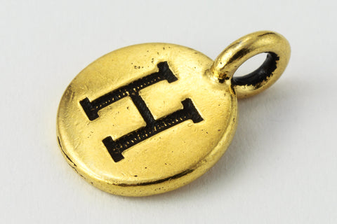 17mm Antique Gold Tierracast Pewter Letter "H" Charm #CKH251-General Bead