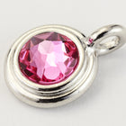 34ss Swarovski Rose/Rhodium TierraCast Stepped Bezel Charm (10 Pcs) #CK794-General Bead