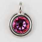 34ss Swarovski Rose/Rhodium TierraCast Stepped Bezel Charm (10 Pcs) #CK794-General Bead